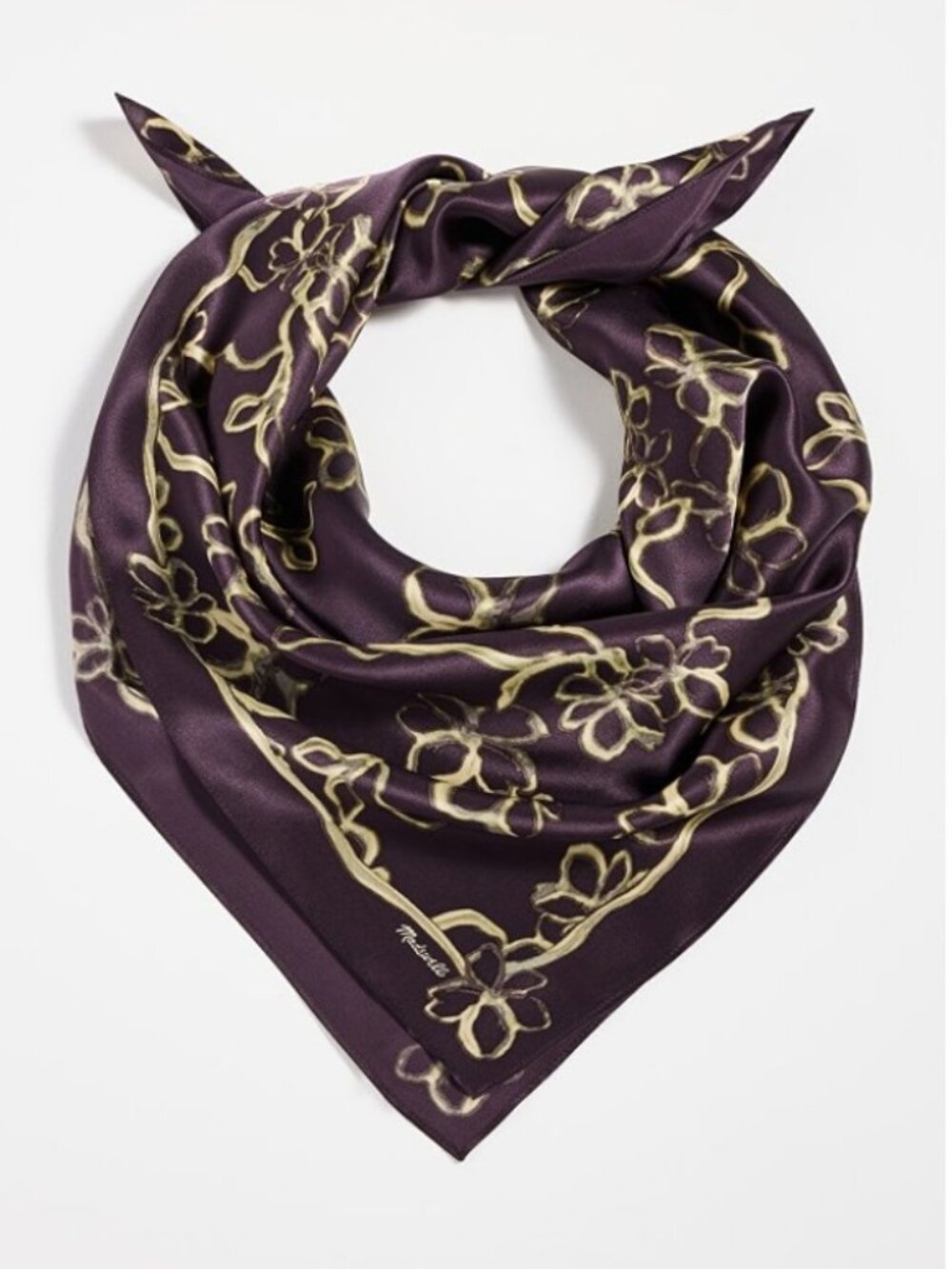 NWT Madewell Oversized Graphic Print Silk Bandana in Black Iris
